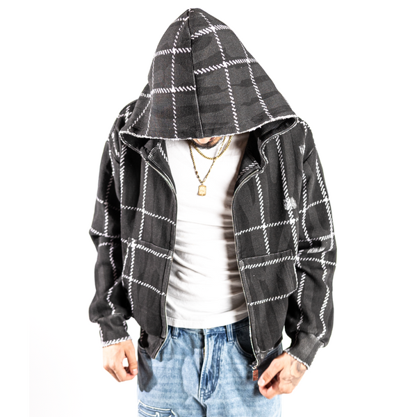 Plaid Bones Zip-Up Hoodie